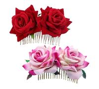 AUTSUPPL 2 pièces Peignes à Cheveux Mariage Tissu Rose Lot de Clips Fleurs et Rose Accessoires Coiffure Élégants pour Mariée et Soirée