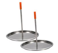 AUTSUPPL 2 pièces Support Rôtissoire Poulet INOX avec Bac Égouttoir Gril Vertical et Stable pour Barbecue Camping et Four Ustensile Cuisine Anti Rôtir Poulet Dinde et Viandes Moyennes
