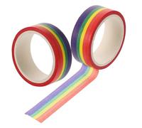 AUTSUPPL 2 Pièces Washi Masking Tape Ruban Adhésif Arc-ciel Créatif Rayé DIY Décoration pour Scrapbooking Cartes Journaux et Projets Artistiques
