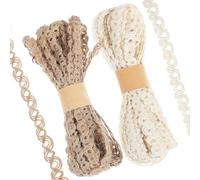 AUTSUPPL 2 Rouleaux Ruban de Jute Décoratif en Rouleau pour Bouquets | Toile de Jute Naturelle, Finition Dentelle Rustique, pour Artisanat, Couronnes, Vêtements et Occasions Spéciales
