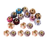 AUTSUPPL 20 Perles Rondes Imprimé Léopard à Grand Trou en Polyester et Fer, Compatibles Débutants, pour Bracelets et Chaînes de Téléphone Couleur Aléatoire
