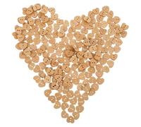 AUTSUPPL 200 Boutons en Bois Naturel de Cœur 15mm, Plats à 2 Trous, Lot de 200 Pièces pour Couture, Loisirs Créatifs, Scrapbooking et Décoration Artisanale