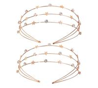 AUTSUPPL 2pièces Bandeaux Étoile à Paillettes Pour Femmes Diadèmes Cristal Accessoires De Déguisement De Fête Dorés Lot