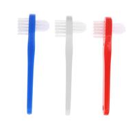 AUTSUPPL 3 pièces Brosse Dentier Adulte Double Tête Ergonomique Multi-fonctionnelle pour Nettoyage des Prothèses Dentaires avec Tête Petite pour Zones Difficiles Blanc Rouge Bleu