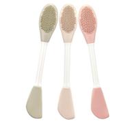 AUTSUPPL 3 pièces Brosse Visage Silicone Double Embout Applicateur Masque Facial Outil Ergonomique pour Soins et Nettoyage de Peau