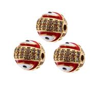 AUTSUPPL 3 pièces Connecteur Evil Eye Alliage pour Création de Bijoux DIY Perles Intercalaires Rondes Rouges Charme Œil Protecteur Matériau et Peau-friendly
