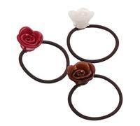AUTSUPPL 3 Pièces Flower Hair Ties For Soft Elastic Ponytail Holders With High Elasticity No Damage Hair Bands In Stylish Rose Design For Yoga Travel Running Wedding