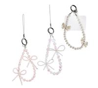 AUTSUPPL 3 pièces Set de Lanières Téléphone Portable Détachables avec Breloques Rose et Bleu Plus Dragonne Courte Sécurisée et Élégante pour Femme Accessoires Polyvalents pour Téléphone et