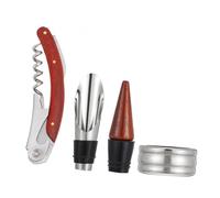 AUTSUPPL 3 pièces Tire-bouchon Vin Bois Rouge Ouvre-bouteille Multifonction avec Verseur et Collier Accessoire Élégant pour Bar et Cave à Vin