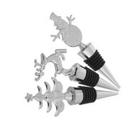 AUTSUPPL 3pièces Bouchons De Bouteille De Vin à Thème Noël Lot De Bouchon Métal Anti-fuite Pour Conservation Décoratif Pour Fêtes De Fin Année