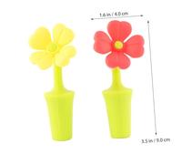 AUTSUPPL 4 pièces Bouchons de Bouteille de Vin en Silicone Motif Fleurs Colorées Lot de Fermetures Hermétiques pour Boissons Bar Fête Rouges Jaunes 4 pcs