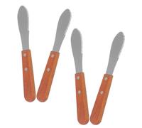 AUTSUPPL 4 pièces Couteau à Beurre et Fromage Ergonomique Manche Bois Épandeur Confiture Résistant Usure Outil Cuisine Polyvalent pour Mie Tartinage