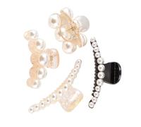 AUTSUPPL 4 pièces Lot de Pinces Crab à Cheveux Perles Élégantes Griffes Françaises Antidérapantes Accessoires Chignon pour Femmes Maintien et Style Raffiné