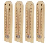 AUTSUPPL 4Pièces Thermomètre Mural Bois pour Chambre de Brassage et Vin, Thermomètre Analogique Classique, Lecture Facile, Surveillance Précise du Climat, Lot de 4