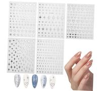 AUTSUPPL 5 feuilles Stickers Ongles Argentés Étoiles Auto-adhésifs Petits Décorations Nail Art Filles Pack Multifonction