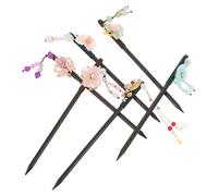 AUTSUPPL 6 pièces Lot de Épingles à Cheveux Chinois Vintage Bois avec Fleurs Accessoires Chignons Décoration Élégante pour Mariages et Fêtes