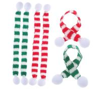AUTSUPPL 6 Pièces Lot de Mini Foulards Tricotés pour Bouteilles de Vin Décoration de Noël Ornements Suspendus Rouge Blanc et Vert