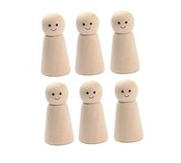 AUTSUPPL 6 pièces Poupées Bois à Peindre DIY Figurines à Chevilles Visage Joyeux Jouets Créatifs pour Garçon Fille Décoration Chambre Artisanat Bois Non Verni Surface Lisse et Polie