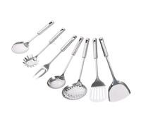 AUTSUPPL 7 pièces Set Ustensiles Cuisine Inox Léger et Compact Cuillères Spatules Palettes Multifonctions avec Fourchette Viande Design Creux pour Rangement Pratique et Portable
