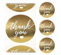 AUTSUPPL Autocollants Dorés de Remerciement 500 Pièces, Rouleau D’étiquettes Autocollantes pour Emballages Présents, Pâtisseries et Scrapbooking, Autocollants Scellés pour Fête, Mariage