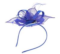 AUTSUPPL Bandeau Rétro en Maille Bleu Plume Paon et Fleurs Fascinateur pour Mariée et Invités Accessoire Coiffure Léger et Respirant pour Tea Party et Mariage