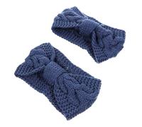 AUTSUPPL Bandeau Tricoté à Boutons 2 Pcs Taille Unique Laine Extensible Bleu Denim pour Femmes Hiver Sport Extérieur Port Masque