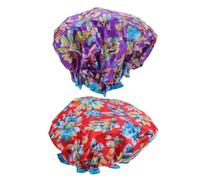 AUTSUPPL Bonnets de Bain Imperméables pour Femme en Satin et Peva Lot de 2 Bande Élastique, Pliables, Adaptés pour Se Maquiller ou Prendre une Bain