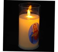 AUTSUPPL Bougie Religieuse Vierge à Piles Bougie LED sans Flamme en Verre Lumière de Nuit Vacillante Décoration Catholique pour Maison Mariages Religieux Événements Réunions de Prière