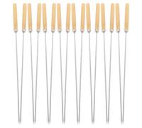 AUTSUPPL Brochettes de Barbecue en Acier Inoxydable Résistantes à Haute Température 50 Pièces Manche en Bois Plates et Réutilisables lors de Grandes Grillades pour Viandes et Légumes