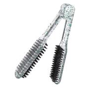 AUTSUPPL Brosse Lissante Double Face Peigne Lisseur Cheveux Démêlant pour Usage Domestique et Salon Brosse à Poils Denses pour Cheveux Épais et Fins Peigne à Lisser Transparent Vert