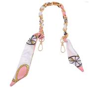 AUTSUPPL Chaîne Bandoulière Sac Main Métal avec Écharpe Soie Tressée Décoration Élégante pour Sacs Femme Vintage