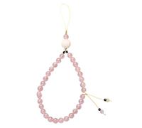 AUTSUPPL Chaîne Décorative pour Téléphone en Cristal de Quartz Rose Naturel, Anti-perte, Accessoire pour Femmes, Design Détachable, Cordon Fin et Léger Rose Pâle