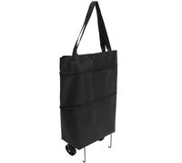 AUTSUPPL Chariot de Courses Pliable avec roulettes Robuste en Tissu Oxford Noir et Poignée, Paquet Réutilisable pour Shopping et Voyages Pratiques