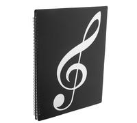 AUTSUPPL Classeur à Anneaux pour Partitions de Musique Dossier de Rangement avec Pages pour Organiser Documents et Partitions pour École Bureau et Couverture Argentée avec Motif Notes