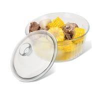 AUTSUPPL Cocotte Verre Ronde avec Couvercle Plat Vitrocéramique Clair pour Four Cuisson Uniforme Résistant pour Soupes et Mijotés