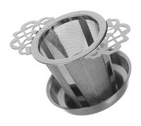 AUTSUPPL Ensemble Infuseur à Thé en Acier Inoxydable 304 avec Bol Égouttoir, Filtre à Mailles Fines, Poignée Décorative, Filtration Précise, Robuste pour Usage Domestique