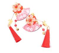 AUTSUPPL Épingles à Cheveux en Alliage de Zinc Rouge Forme Éventail 2pcs Décoration Capillaire Japonaise pour Mariage et Bal Masqué