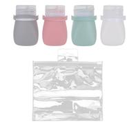 AUTSUPPL Flacon de Voyage 30 Ml en Silicone Souple, Lot de 5 Set de Set de Petites Bouteilles Réutilisables Transparentes, Rose Pâle, Vert Foncé et Gris 4 Paquet Eva pour Cosmétiques,