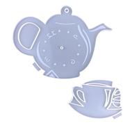 AUTSUPPL Horloge Murale Silicone DIY Moule Créatif Forme de Théière et Tasse Décoration Murale Artisanale Personnalisable Chiffres Ronds Pendule Silencieuse pour Salon et Cuisine
