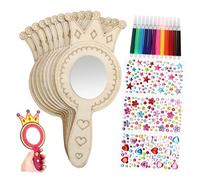 AUTSUPPL Kit DIY Miroir Bois Couronne pour Garçon Fille avec Feutres et Stickers Strass Artisanat Manuel pour Fête Princesse et Jeux Créatifs pour Tout-petits