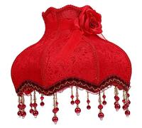 AUTSUPPL Lampadaire Vintage Européen Tissu avec Dentelle et Perles Abat Jour Rouge pour Salon Chambre et Décor Lumineux Élégant
