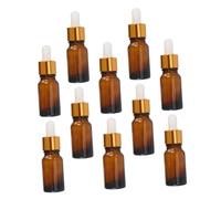 AUTSUPPL Lot De 10 Flacons Ambrés 10 Ml Compte-gouttes Rond Doré Et Bouchon Blanc Pour Huiles Essentielles, Cosmétiques, Voyage Et Usage Personnel