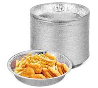 AUTSUPPL Lot de 100 Plaques de Cuisson Four Rondes en Aluminium Jetables pour Friteuse à Air, Conductivité Thermique Élevée et Usage Polyvalent pour Friture et Restauration