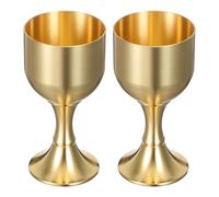 AUTSUPPL Lot de 2 Gobelets à Calice en Laiton Doré Vintage Pied Haut, Design Élégant pour Cérémonies Rituelles et Rassemblements Cérémoniels