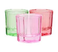 AUTSUPPL Lot de 3 Bols en Verre Transparent Octogonaux pour Nail Art, Godets Compacts pour Mélange de Liquides et Pigments, Accessoires Solide Adaptés aux Prothésistes Ongulaires et Usage