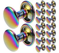 AUTSUPPL Lot de 50 Rivets à Double Capuchon en Métal Arc-en-ciel, Décoratifs et Rapides, 9x8 Mm, pour Couture, Paquet, Ceintures et Projets de Loisirs Créatifs