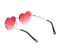 AUTSUPPL Lunettes de soleil mode sans monture en forme de cœur, rouges, 1pc, métal et PC, style lovely, pour masquerade et cosplay