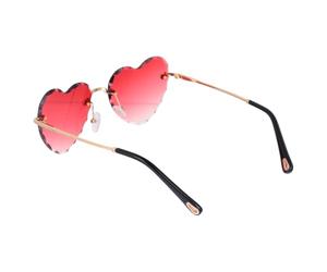 AUTSUPPL Lunettes de soleil mode sans monture en forme de cœur, rouges, 1pc, métal et PC, style lovely, pour masquerade et cosplay
