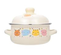 AUTSUPPL Marmite en Émail 16 Cm Couvercle, Casserole à Double Poignée, Compatible Cuisinière à Gaz, Ustensile Polyvalent pour Cuisson et Préparation de Bébé, Pot Antiadhésif Solide