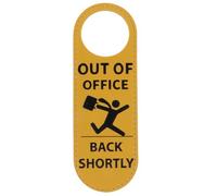 AUTSUPPL Panneau à Accrocher la Poignée de Porte de Bureau Double Face Noir et Jaune Étiquette Signalétique de Porte D’absence pour Bureau Hôtel et Hôpital Visible des Deux Côtés